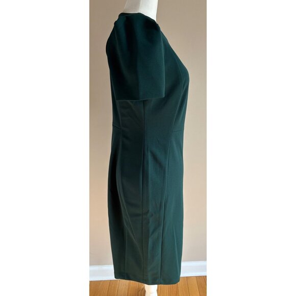 Calvin Klein NWT Puff Sleeve Midi Sheath Career Cocktail Dress Dark Green Size 8 - Picture 4 of 12